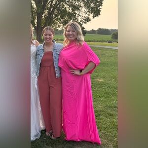 Hot Pink One Shoulder Dress